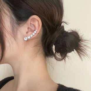 韩式新款精致闪钻一排式弧形耳夹耳环小众设计高级感耳骨夹耳廓夹