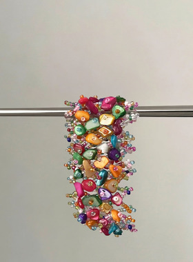 民族风多彩碎石编织镂空手链手环