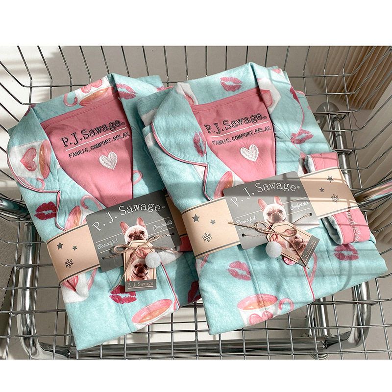 P.J.Sawage可爱秋冬加厚磨毛睡衣套装女 轻柔棉质月子服家居服pjs