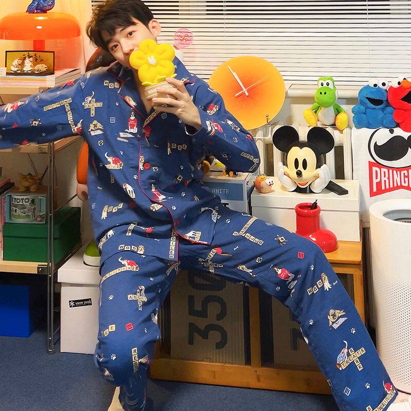 PJSawage秋冬保暖加厚双面磨毛家居服套装男亲肤棉质睡衣睡裤pjs