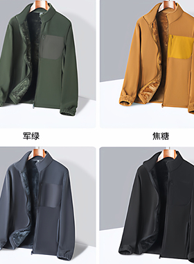 蓄热户外休闲外套高端重磅加绒加厚摇粒绒立领外套 25719