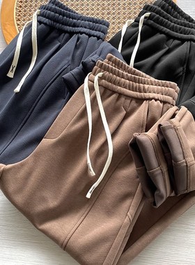 男士冬舒适松紧腰锥型休闲百搭潮流时尚通勤加绒保暖卫裤AFL009