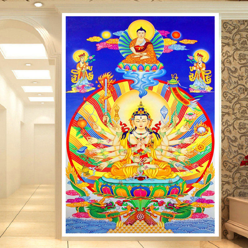 钻石画满钻千手观音3d佛像玄关