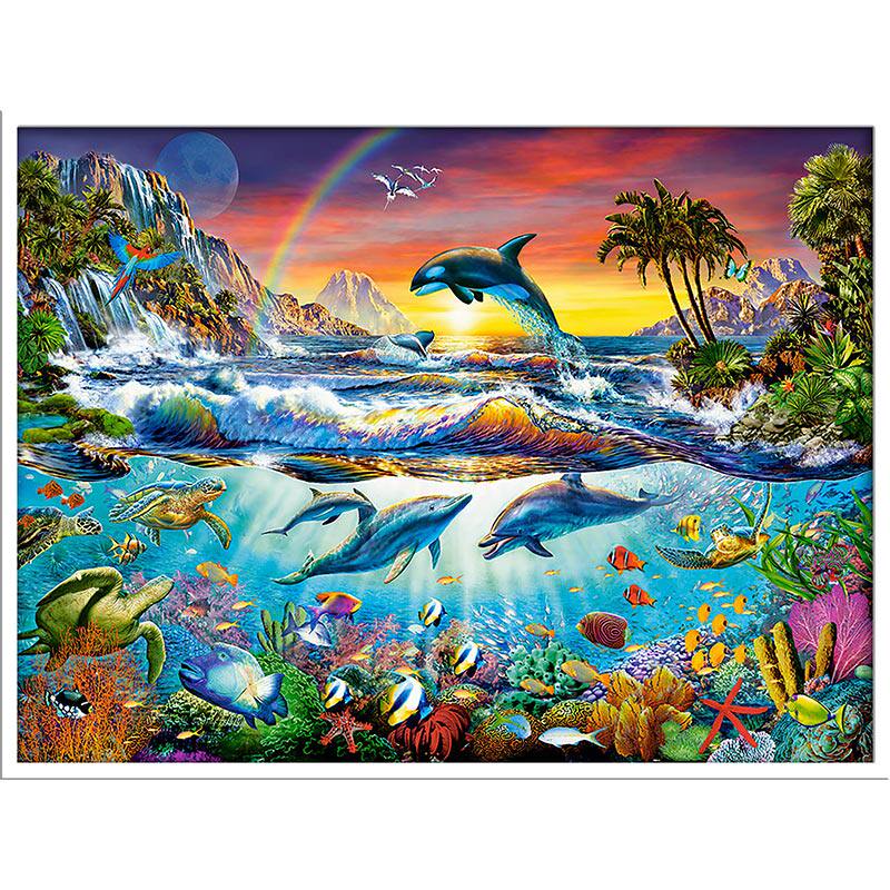 钻石画满钻新款5D儿童手工海洋海底世界海豚点钻贴钻钻石绣十字绣