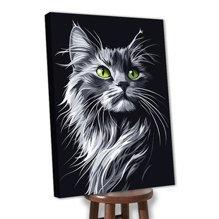 绷框钻石画非成品满钻绷好内框自己贴猫咪动物卧室客厅免装裱