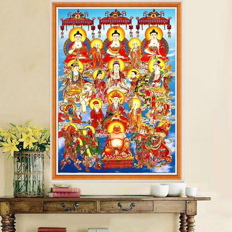 唐卡点钻十字绣佛像供奉佛堂客厅钻石画满钻手工砖石菩萨全佛图5d