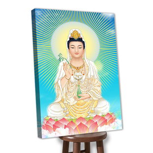 坐莲观音绷框钻石画非成品满钻绷好内框自己贴客厅免装裱竖版菩萨