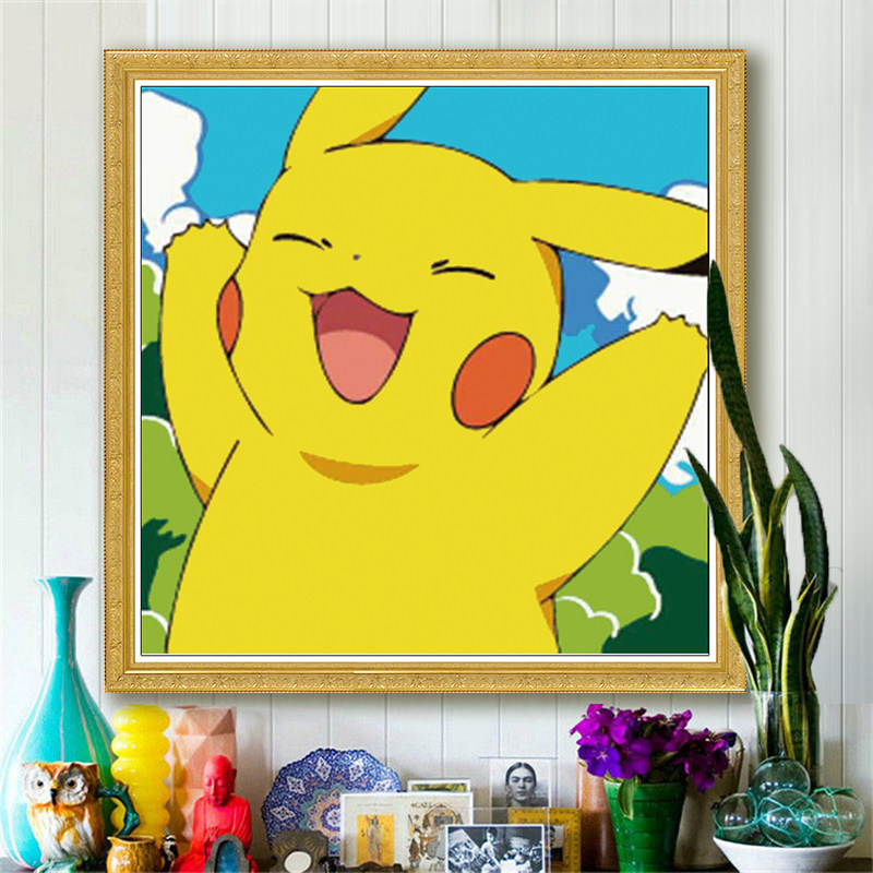 钻石画2019新款满钻儿童卡通皮卡丘可爱比卡丘点贴钻