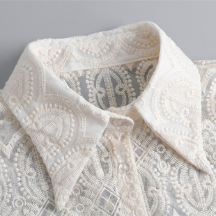 秋冬季新款假领子女百搭镂空杏色蕾丝尖领衬衫假领打底装饰假衣领