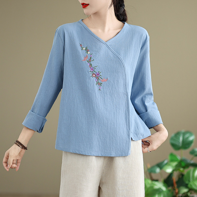 中国风夏季新款七分袖t恤女纯棉透气遮肉百搭气质上衣短袖体恤潮,女装/女士精品,衬衫,淘宝优惠券,粉丝福利购,淘宝优惠卷