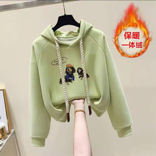 卫衣女款冬季加绒加厚新款爆款即墨小个子连帽外套闺蜜时尚小衫潮