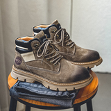 美式复古真皮马丁靴男厚底百搭工装短靴大黄靴B253-8162-P135，男鞋马丁靴，星座814A（原电商B253）