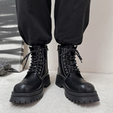 ins黑色马丁靴男英伦潮流侧拉链工装机车皮靴B253-9265-P115，男鞋马丁靴，星座814A（原电商B253）