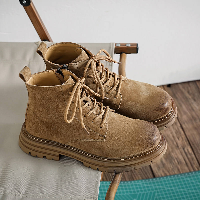美式复古马丁靴男英伦风高帮鞋磨砂皮工装靴B253-9510-P110，男鞋马丁靴，星座814A（原电商B253）