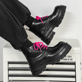 马丁靴男黑色厚底增高英伦风工装短靴中帮发型师靴9155-P115，男鞋马丁靴，星座814A（原电商B253）