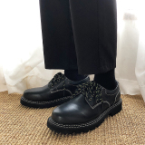 秋季韩版chic小众厚底皮鞋男潮流黒色休闲低帮鞋B253-1382-P105，男鞋皮鞋，星座814A（原电商B253）