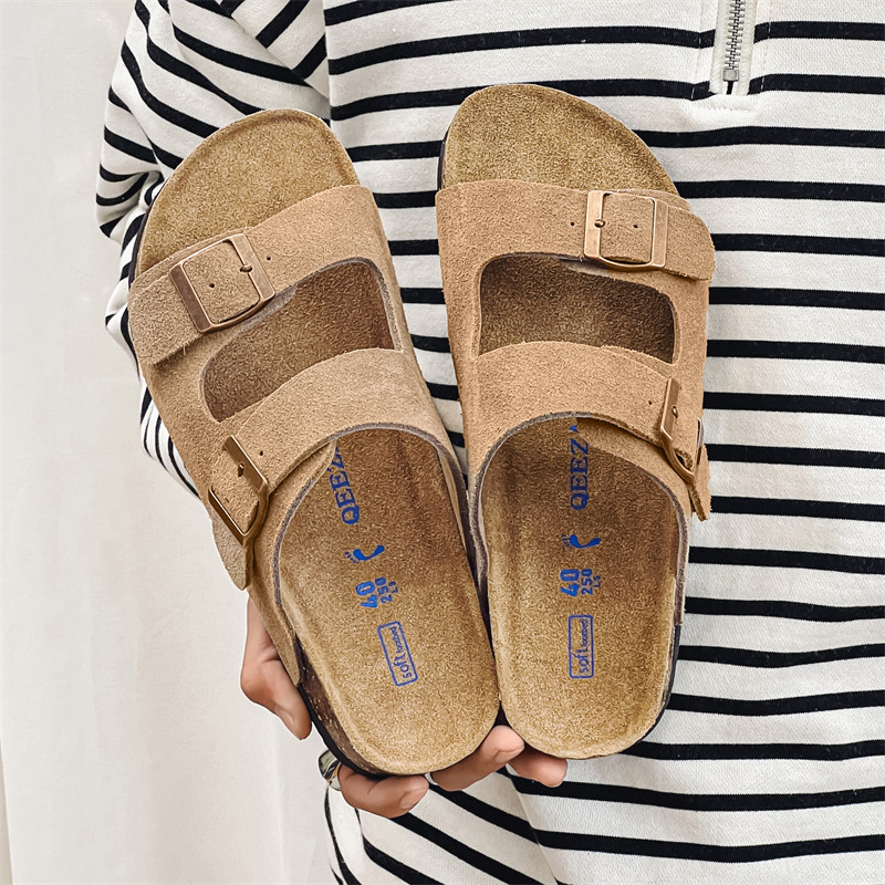 小众勃肯鞋男女厚底外穿一字软木凉拖鞋情侣沙滩鞋YD9500-P120，男鞋拖鞋，星座814A（原电商B253）