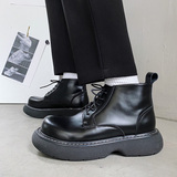 韩风chic潮流厚底马丁靴男复古大头短筒皮靴B253-5220-P115，男鞋马丁靴，星座814A（原电商B253）