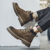 美式马丁靴男真皮大黄靴英伦复古中帮防滑工装B253-8165-P135，男鞋马丁靴，星座814A（原电商B253）