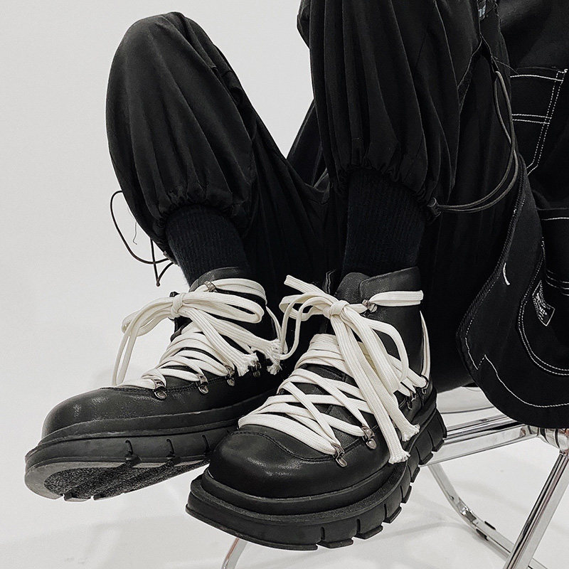 小众设计绑带复古马丁靴男女厚底机能风工装靴@@B253-5515-P115，男鞋马丁靴，星座814A（原电商B253）