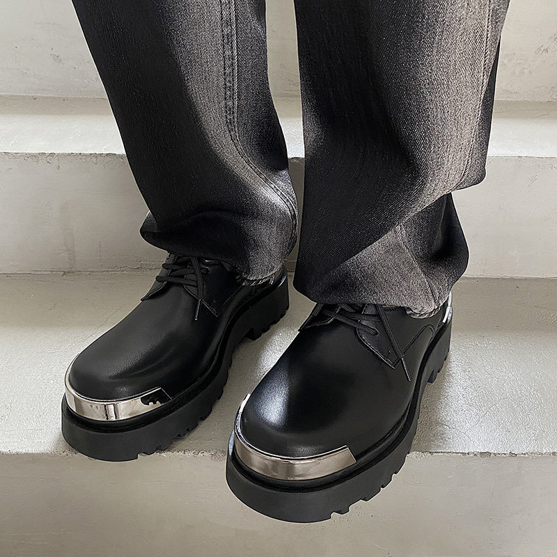 小众高级感厚底德比皮鞋男女韩系百搭通勤增高大头皮鞋7027-P108，男鞋皮鞋，星座814A（原电商B253）
