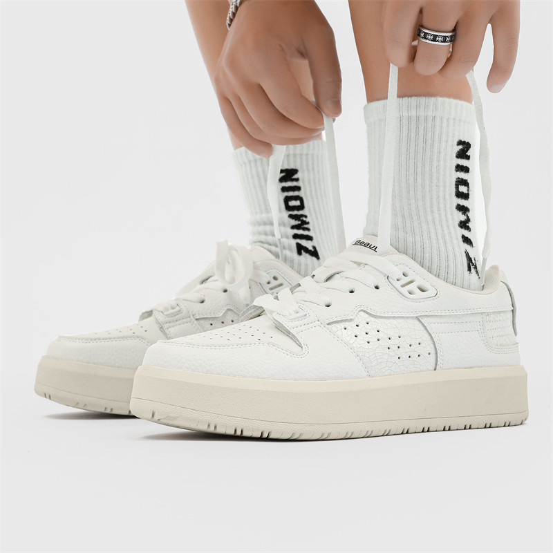 2024春夏新款小众裂纹小白鞋男潮流厚底增高运动板鞋YD2610-P125，男鞋休闲鞋，星座814A（原电商B253）
