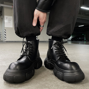 小众高级感厚底马丁靴男ins增高黑色机车皮靴B253-9501-P125图片 小众高级感厚底马丁靴男ins增高黑色机车皮靴B253-9501-P125图片