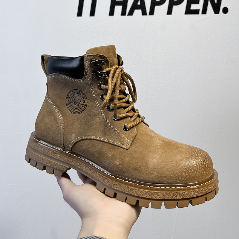 马丁靴男加绒大黄靴复古厚底工装靴9711-115-加绒120，男鞋马丁靴，星座814A（原电商B253）