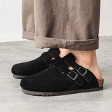 勃肯鞋男真皮包头半拖鞋情侣一脚蹬拖鞋软木外穿博肯鞋9501-P125，男鞋拖鞋，星座814A（原电商B253）