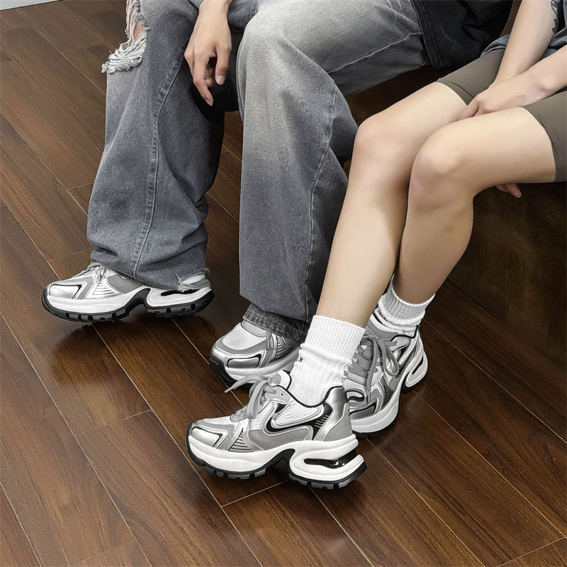银色老爹鞋男女2024夏季新款厚底增高网面透气运动鞋YD7959-P130,男鞋休闲鞋,星座814A（原电商B253）