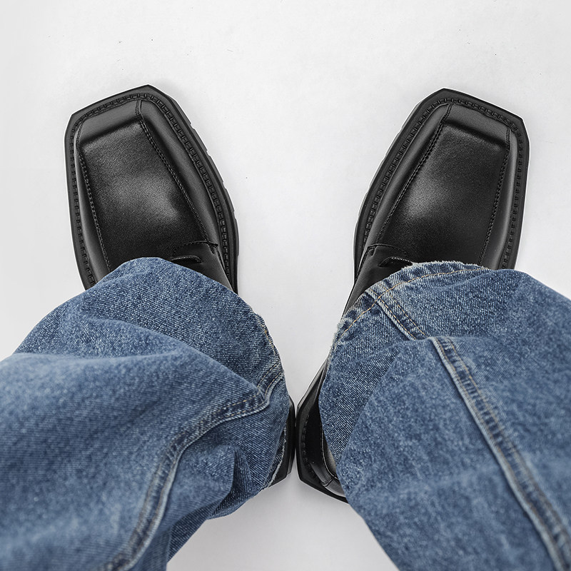 小众设计感韩版方头皮鞋男英伦风复古增高德比鞋B253-5788-P118，男鞋皮鞋，星座814A（原电商B253）