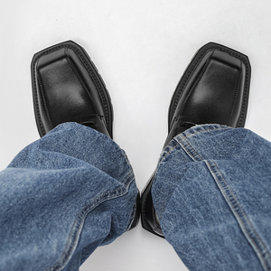 小众设计感韩版方头皮鞋男英伦风复古增高德比鞋B253-5788-P118,男鞋皮鞋,星座814A（原电商B253）