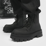 美式复古炭黑烟筒靴男英伦厚底高级感机车马丁靴B253-9556-P115，男鞋马丁靴，星座814A（原电商B253）