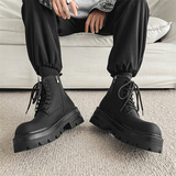 美式复古炭黑加绒德比马丁靴男增高拉链切尔西靴B253-7531-P120，男鞋马丁靴，星座814A（原电商B253）