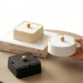 侘寂风洞石烟灰缸带盖客厅防飞灰灰缸家居礼品简约茶几室内轻奢