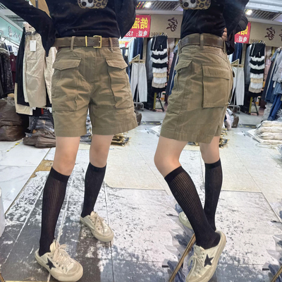 8813#46     夏季新款高腰牛仔短裤女大码显瘦小个子工装四分裤