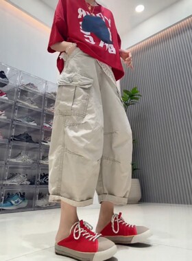 9161#54后松紧腰       弯刀牛仔工装裤女2026夏季新款通勤阔腿裤