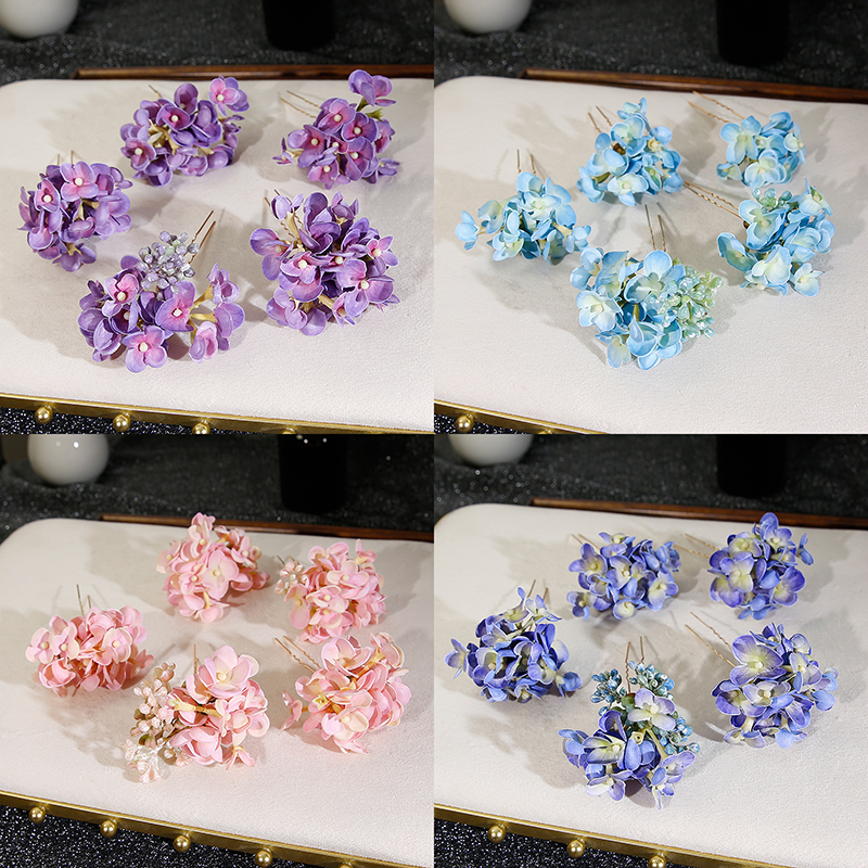 仙美新娘头饰花色仿真花发簪子套装结婚晨袍敬酒服婚纱发饰新森系