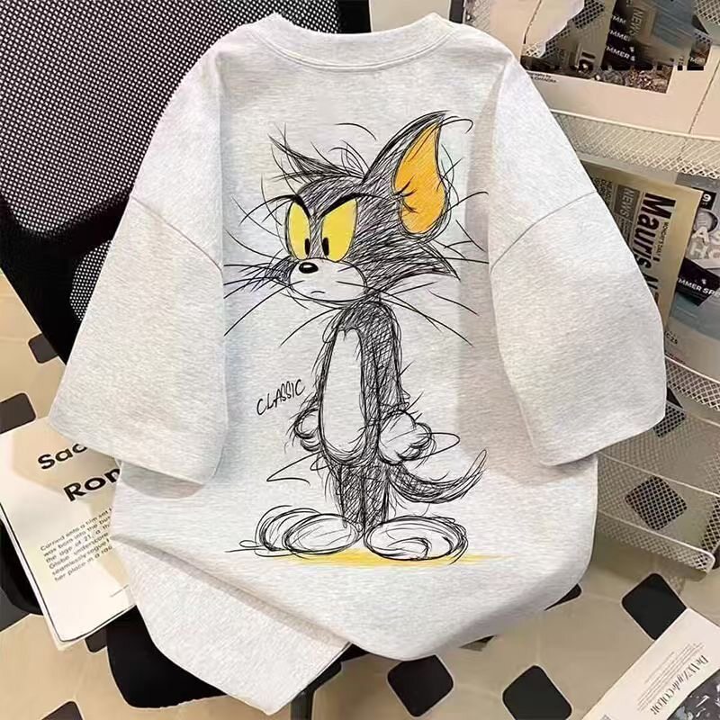 重磅纯棉汤姆猫印花短袖T恤