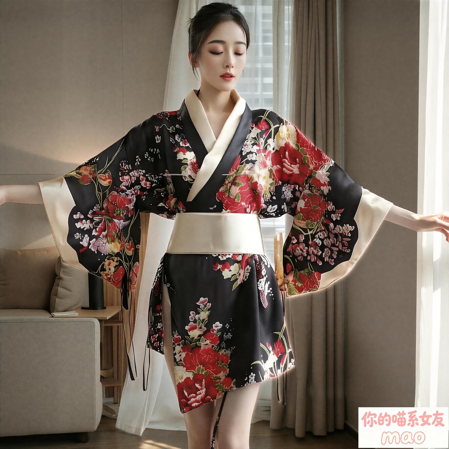 猫!昭和少女*日系和服清趣内衣开叉旗袍吊带日式性感cos制服角色