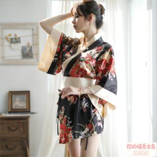 猫！昭和少女*外贸特大码女装速卖通亚马逊欧美风和服性感睡衣套
