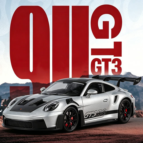 1:24保时jie GT3 RS跑车四轮避震合金声光转向仿真汽车模型车玩具