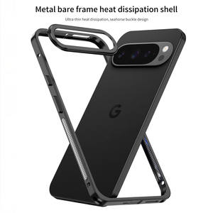 适用谷歌pixel11简约纯彩色金属边框壳超薄磨砂镜头保护圈Pixel11Pro XL黑银蓝色散热金属圈镂空无背板海马扣