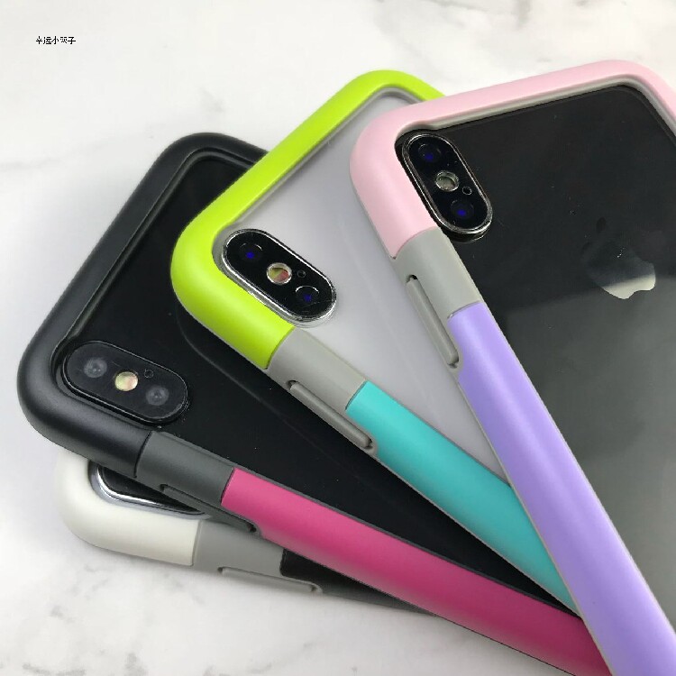 适用于撞色苹果x硅胶边框保护套iPhonex创意拼色粉色防摔软保护框