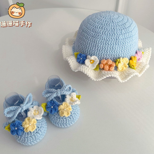 婴儿鞋帽春季花朵牛奶棉
