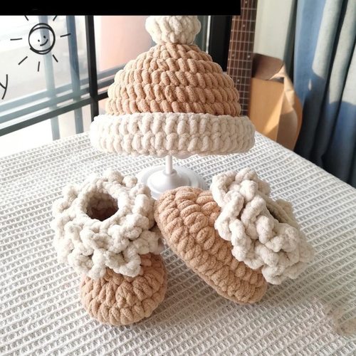 婴儿秋冬保暖雪地鞋帽DIY材料包