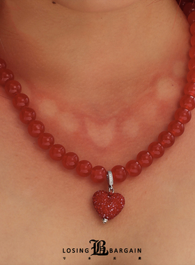 【Losing Bargain】原创砂糖爱心冰晶夏日清凉百搭款吊坠项链男女