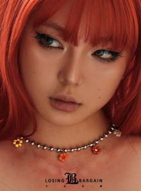 【Losing Bargain】原创夏日花花吊坠可爱俏皮圆珠链百搭小众项链