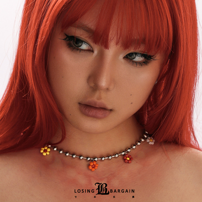 【Losing Bargain】原创夏日花花吊坠可爱俏皮圆珠链百搭小众项链