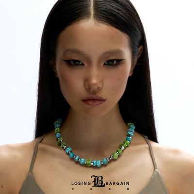 【Losing Bargain】原创天然石蓝绿拼接基础百搭夏日度假套组项链